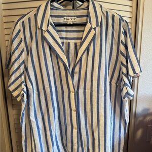 Ava & Viv Blue and White Striped Shirt